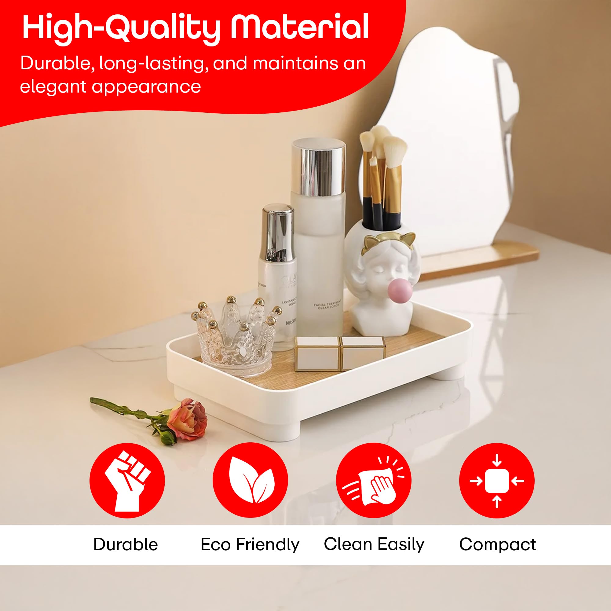 Prime Pick Desk Tray Bathroom Vanity Trays Makeup Perfume Tray Wooden Towel Trays Rectangle Jewelry Serving Tray Rectangular Tra